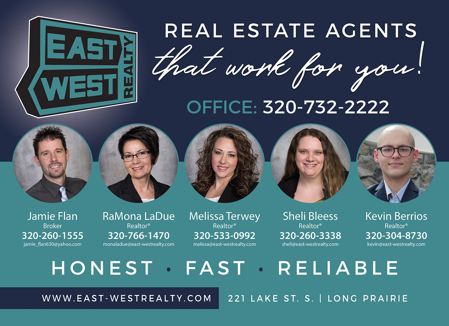 The Real Estate Agents of East-West Realty standing in a 'V' arrangement